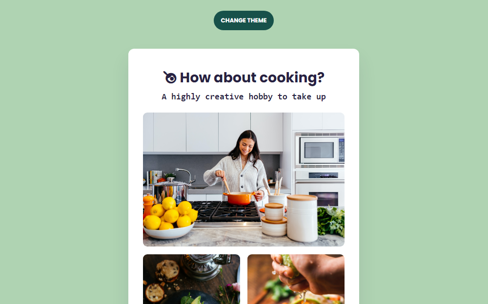 Cooking landing page